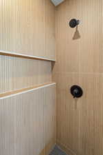 Bathroom view of tiled shower