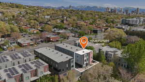 Bird's eye view of a mountain backdrop