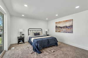 Bedroom featuring carpet floors and recessed lighting