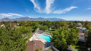 Drone / aerial view of a mountain backdrop