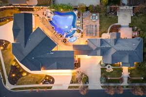 Drone / aerial view of a pool