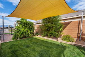 View of fenced backyard