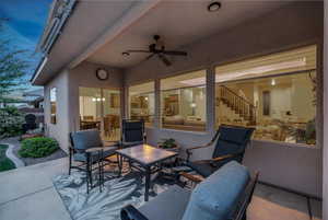 View of patio / terrace featuring a ceiling fan and outdoor dining area