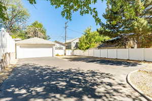 View of detached garage