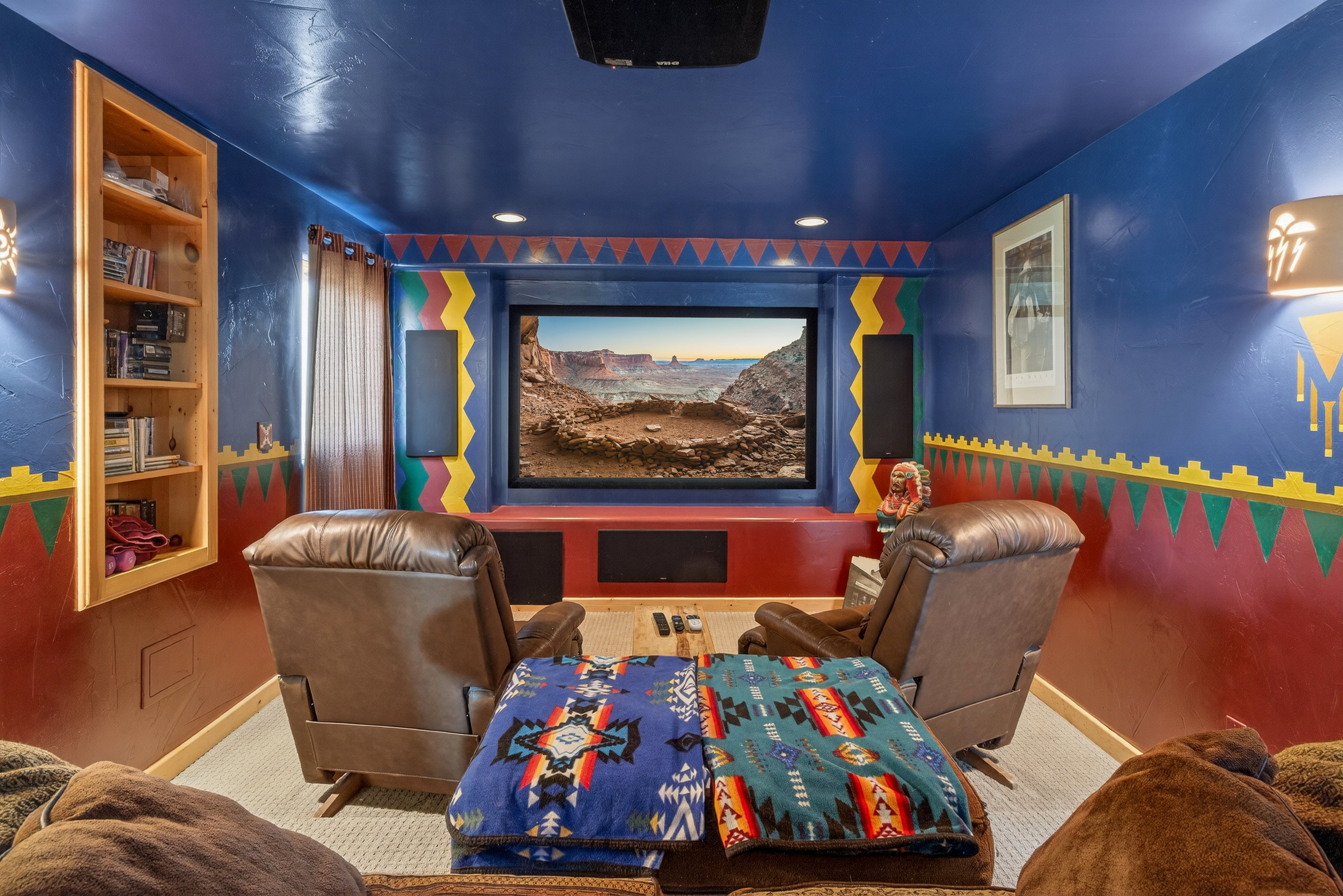 Cinema featuring carpet floors and recessed lighting