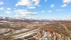 Drone / aerial view of a mountainous background