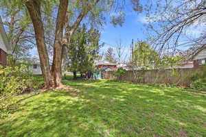 View of fenced backyard