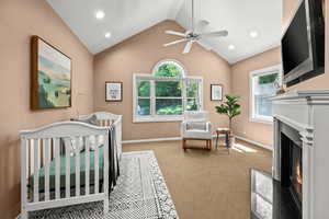 Elegant Room next to the Primary Suite, Fireplace which could be an office, library, gym, or child's room.