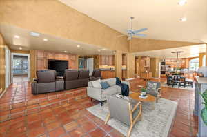 Large Family Room, Theater area, wet bar and kitchen.