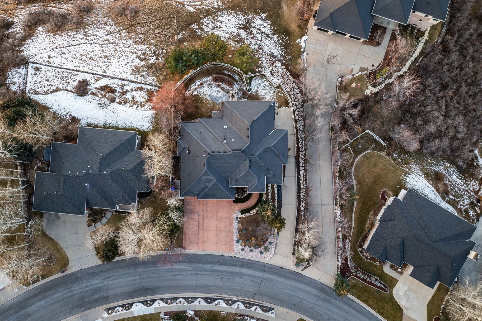 Aerial perspective of suburban area