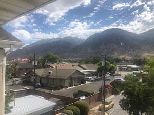 View of mountain backdrop with nearby suburban area