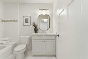 Full bathroom featuring vanity and bathing tub / shower combination