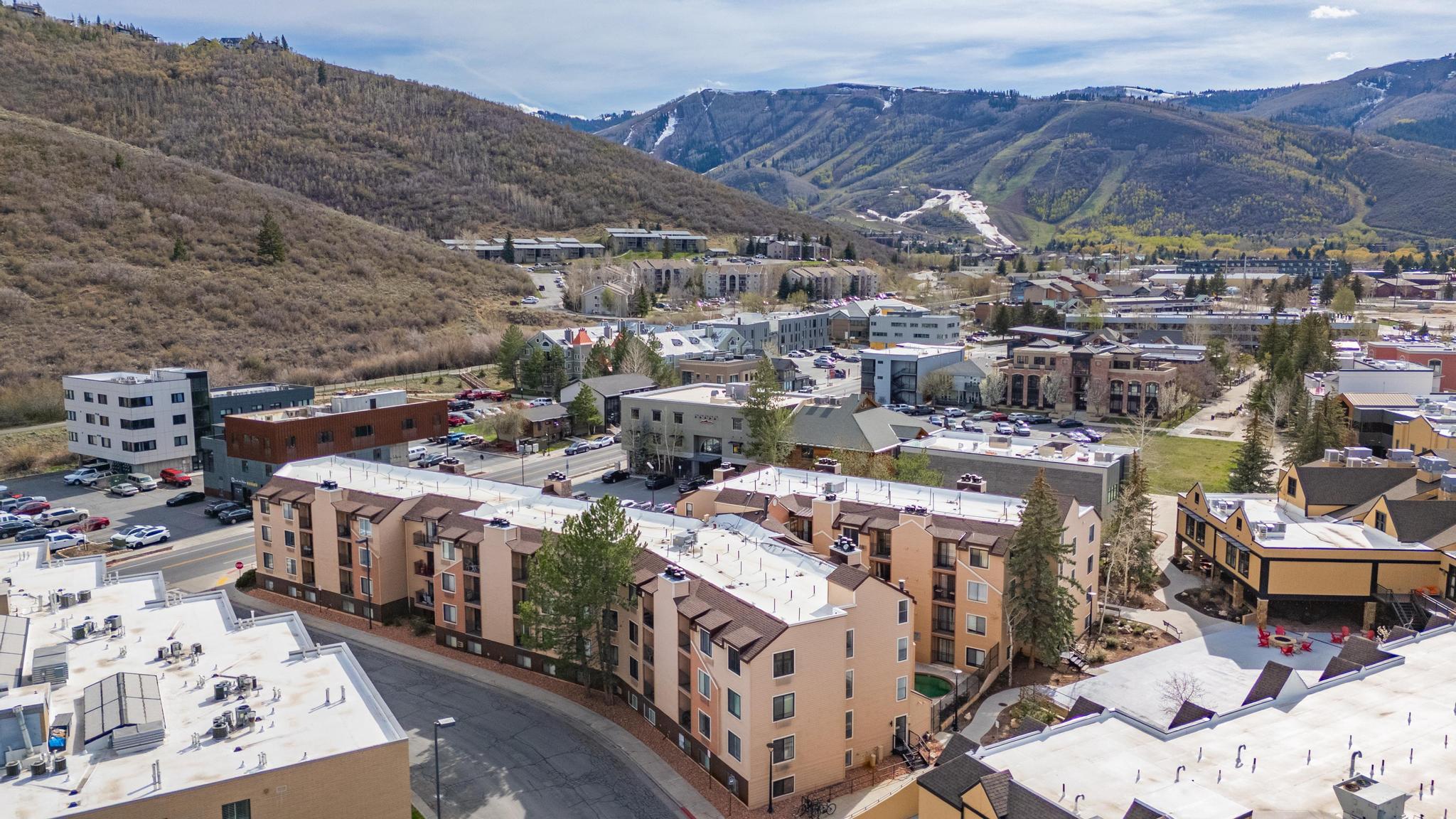 Aerial view of a mountainous background
