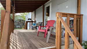 View of wooden deck
