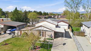 Aerial perspective of suburban area