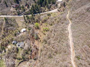 Drone / aerial view of a heavily wooded area