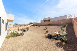 View of fenced backyard
