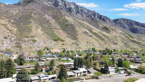 View of mountain background with nearby suburban area