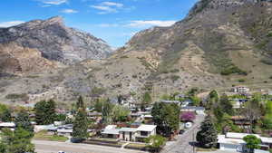 View of mountain background with nearby suburban area