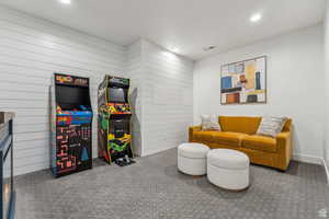 Rec room featuring carpet and recessed lighting
