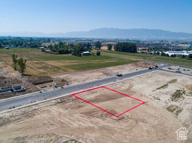 View of rural area with property parcel outlined and mountains