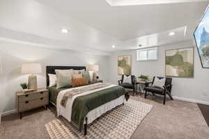 Bedroom featuring recessed lighting and carpet floors