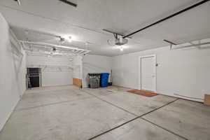 Garage with extra length, and pulley storage racks