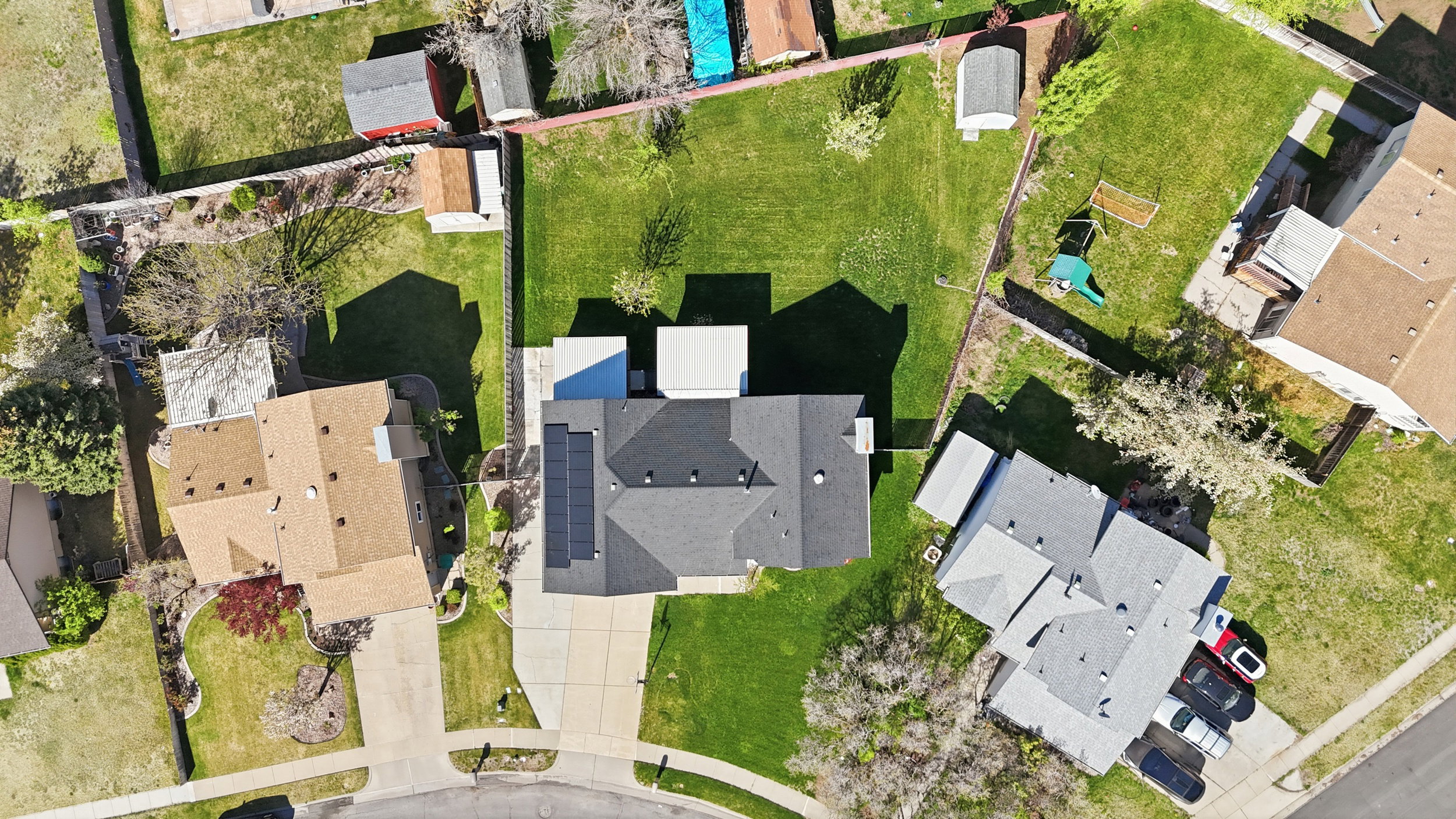 Aerial perspective of suburban area