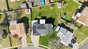 Aerial perspective of suburban area