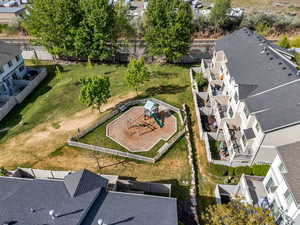 Aerial perspective of suburban area