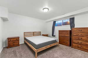Bedroom with carpet and baseboards