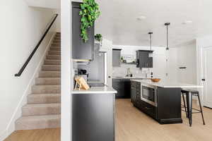 Fully stocked NEW kitchen with a corner pantry.