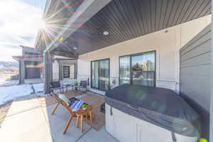 Patio with private hot tub