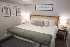 Bedroom with carpet floors