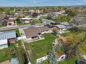 Aerial perspective of suburban area