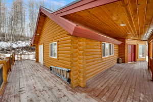 View of wooden deck