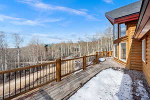 View of snow covered deck