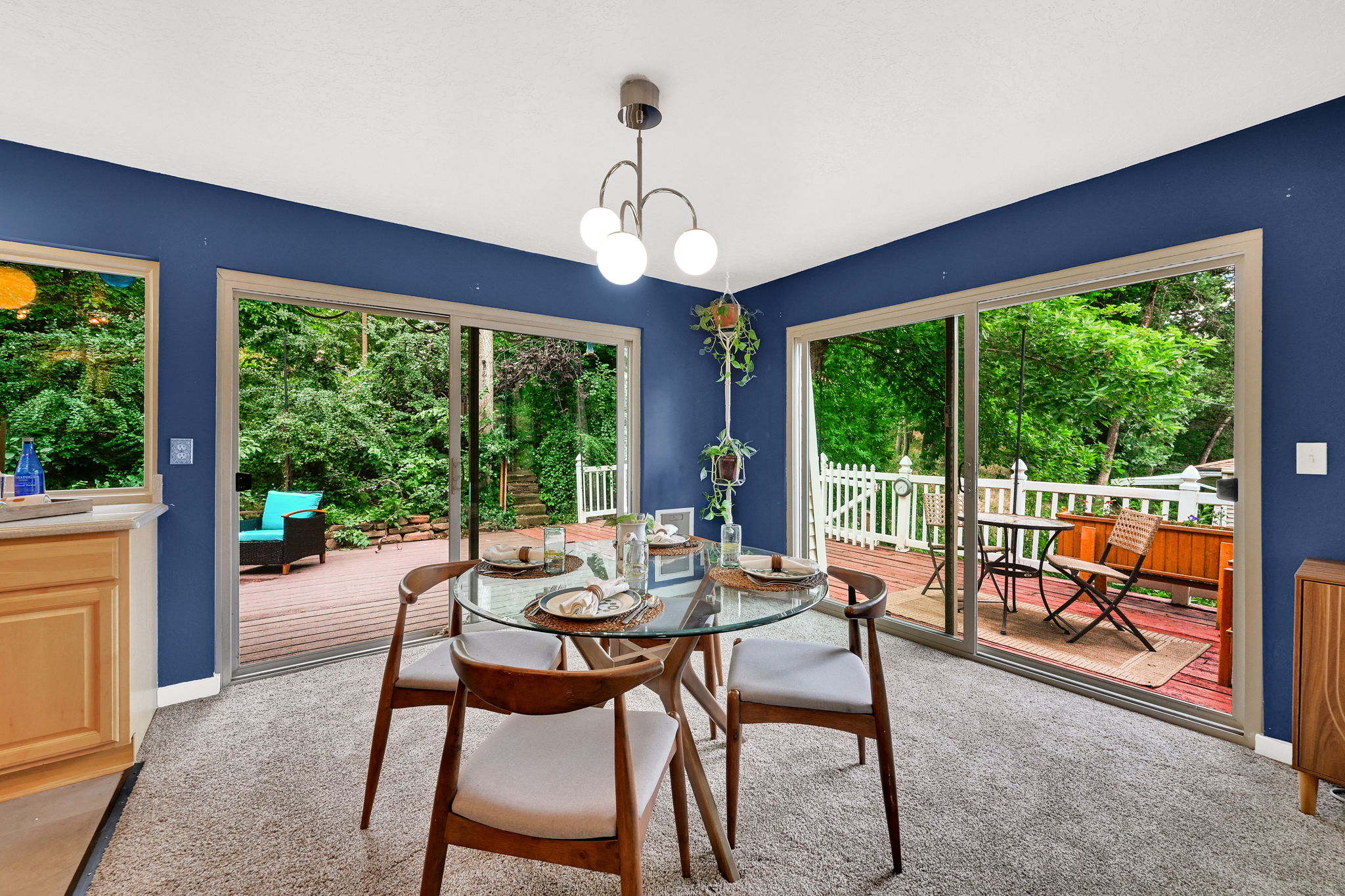 Pretty outdoor views from kitchen and dining