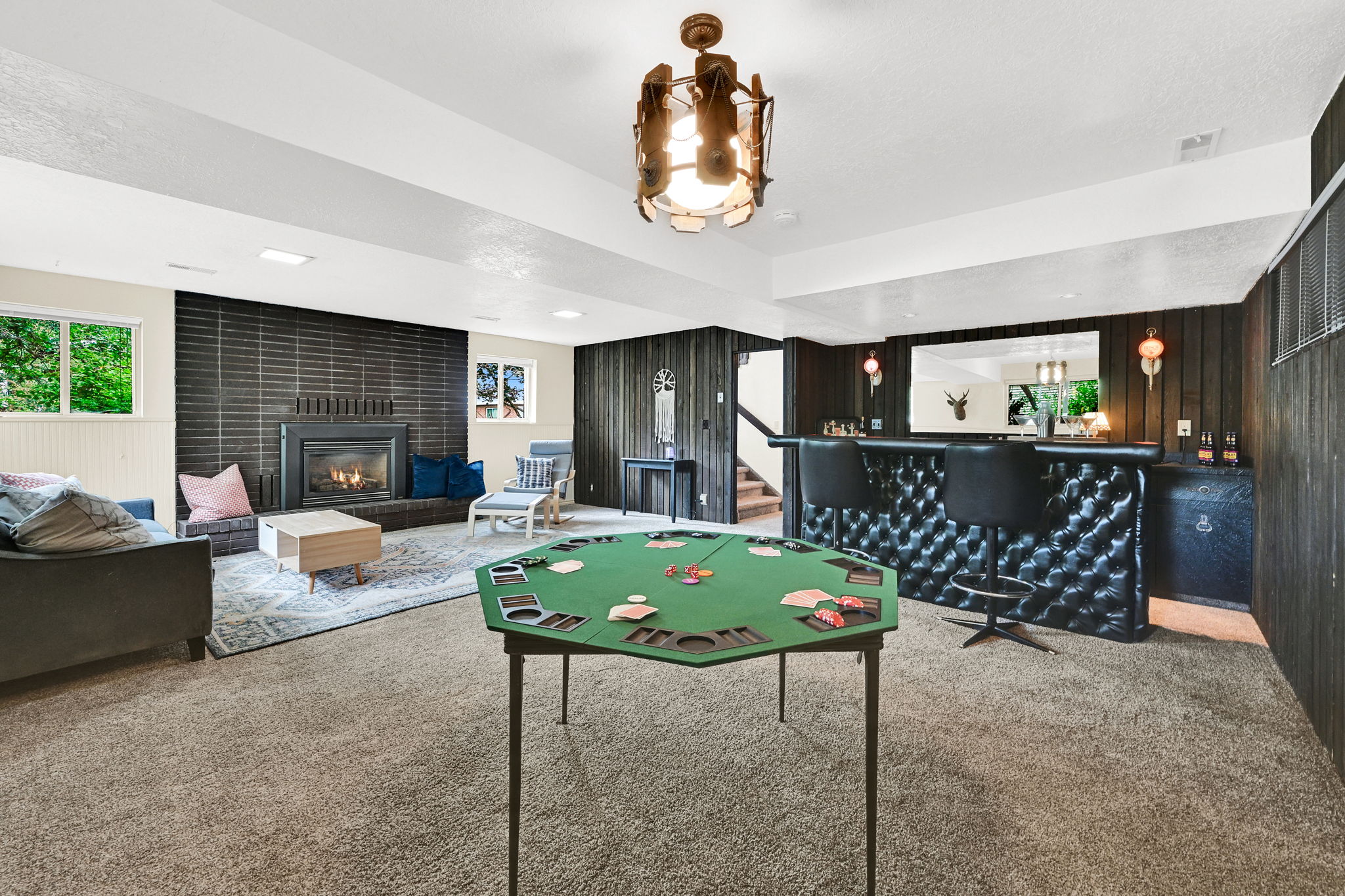 Family room downstairs is perfect for entertaining