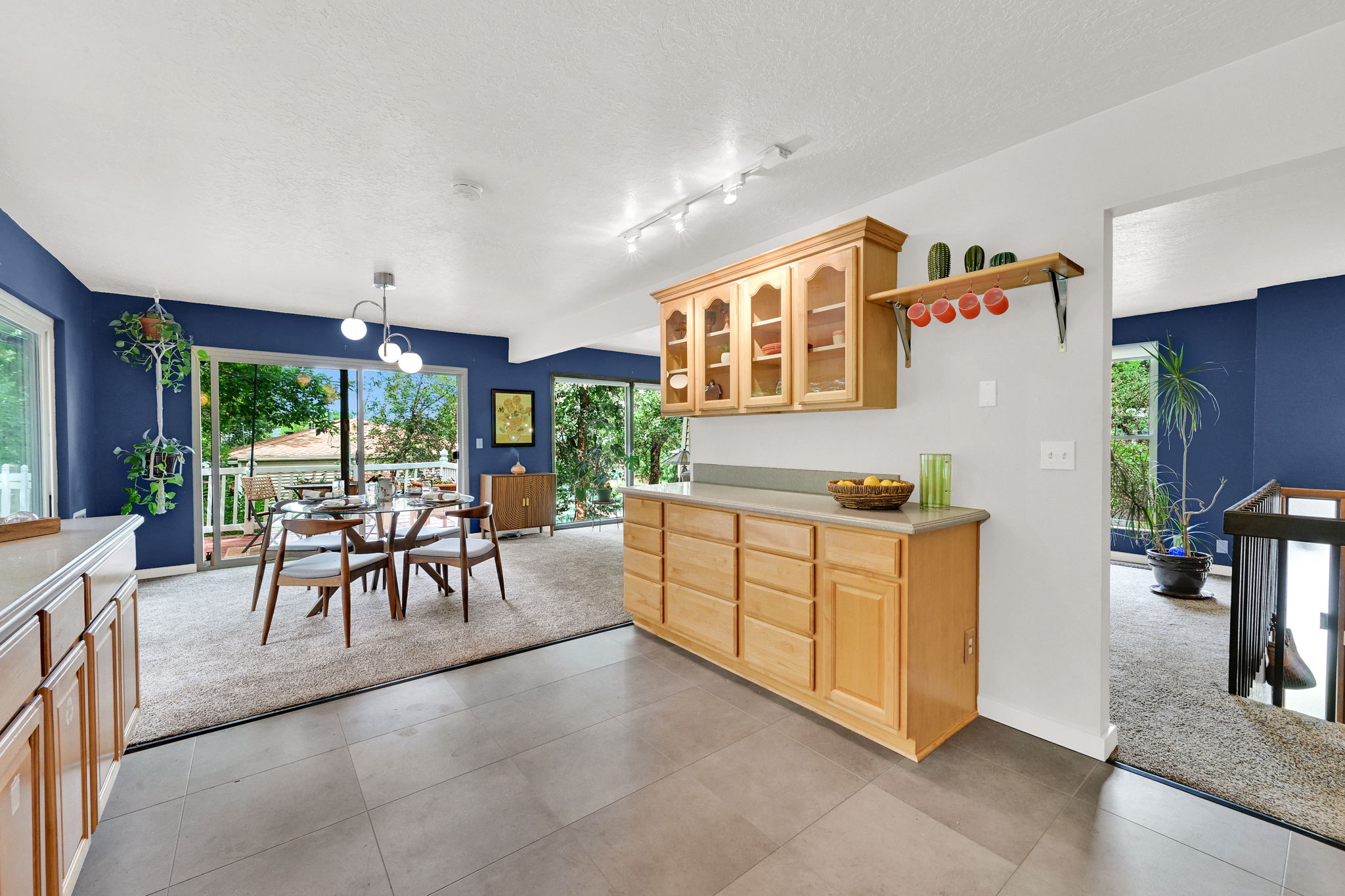 Kitchen has newer tile flooring