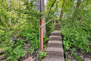 View of stairs to back yard