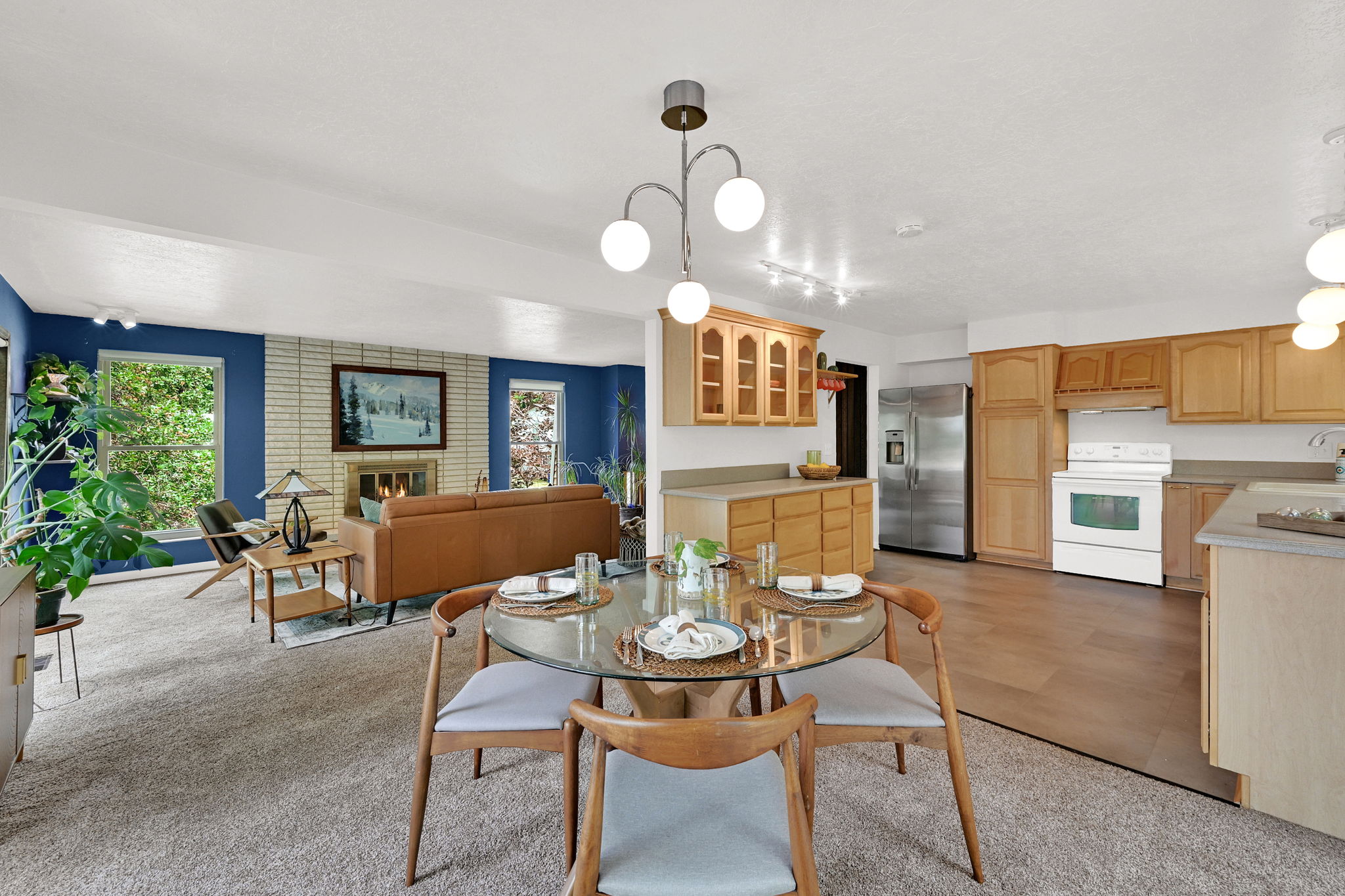 Open-concept living, dining, kitchen area