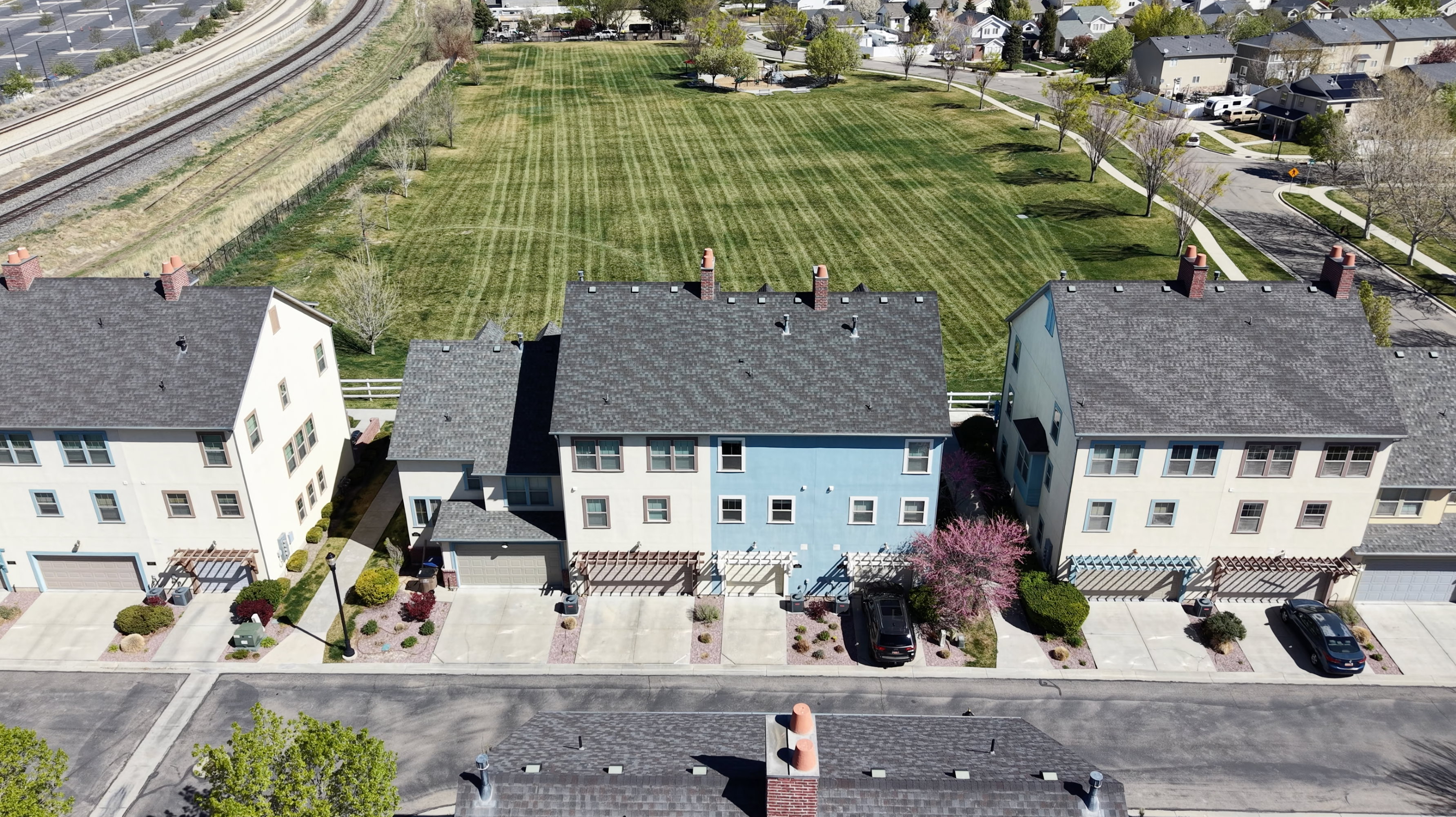 Aerial view of residential area