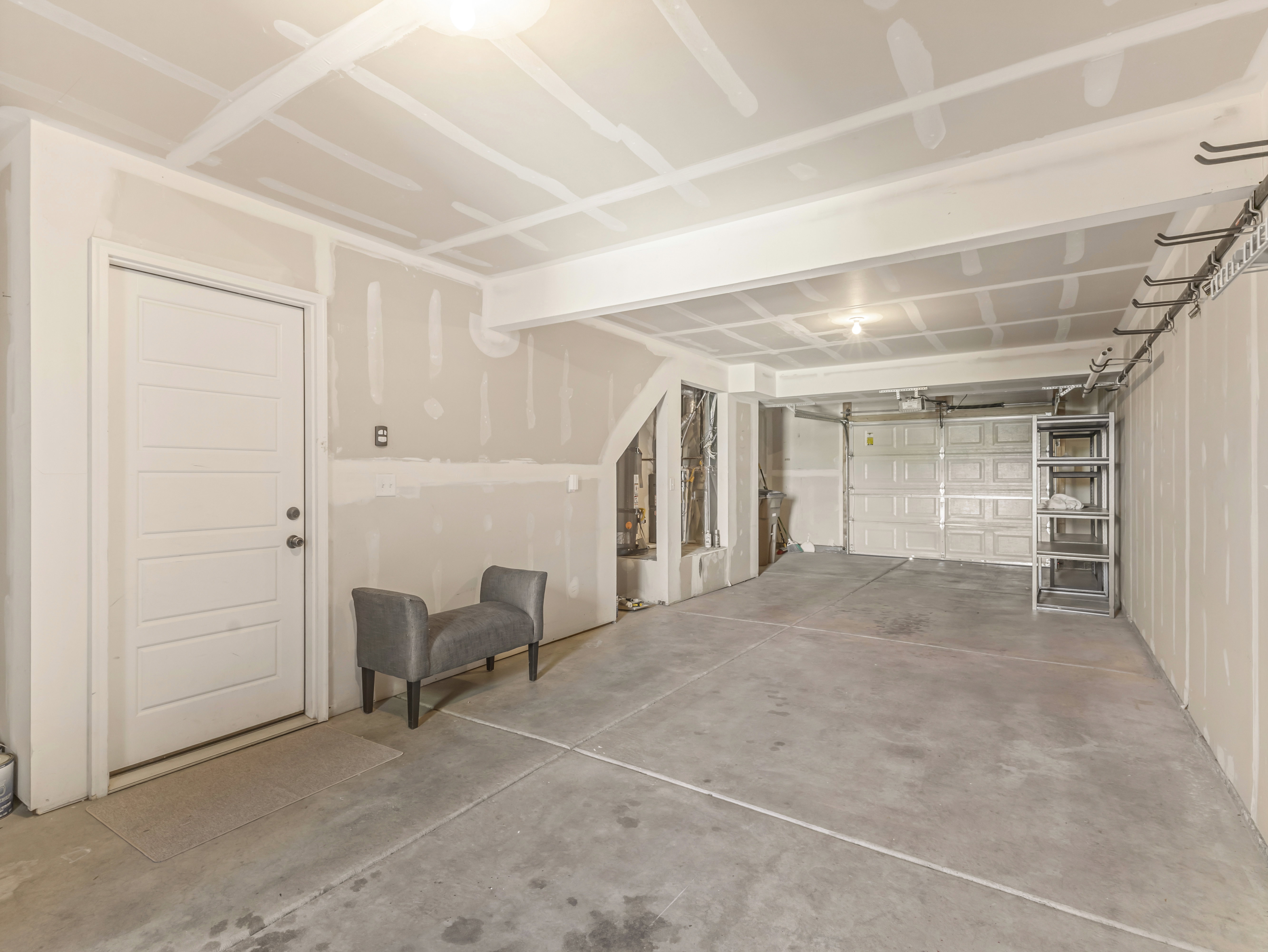 View of 2 car deep garage