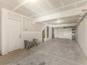 View of 2 car deep garage