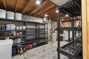 Workout area featuring concrete floors