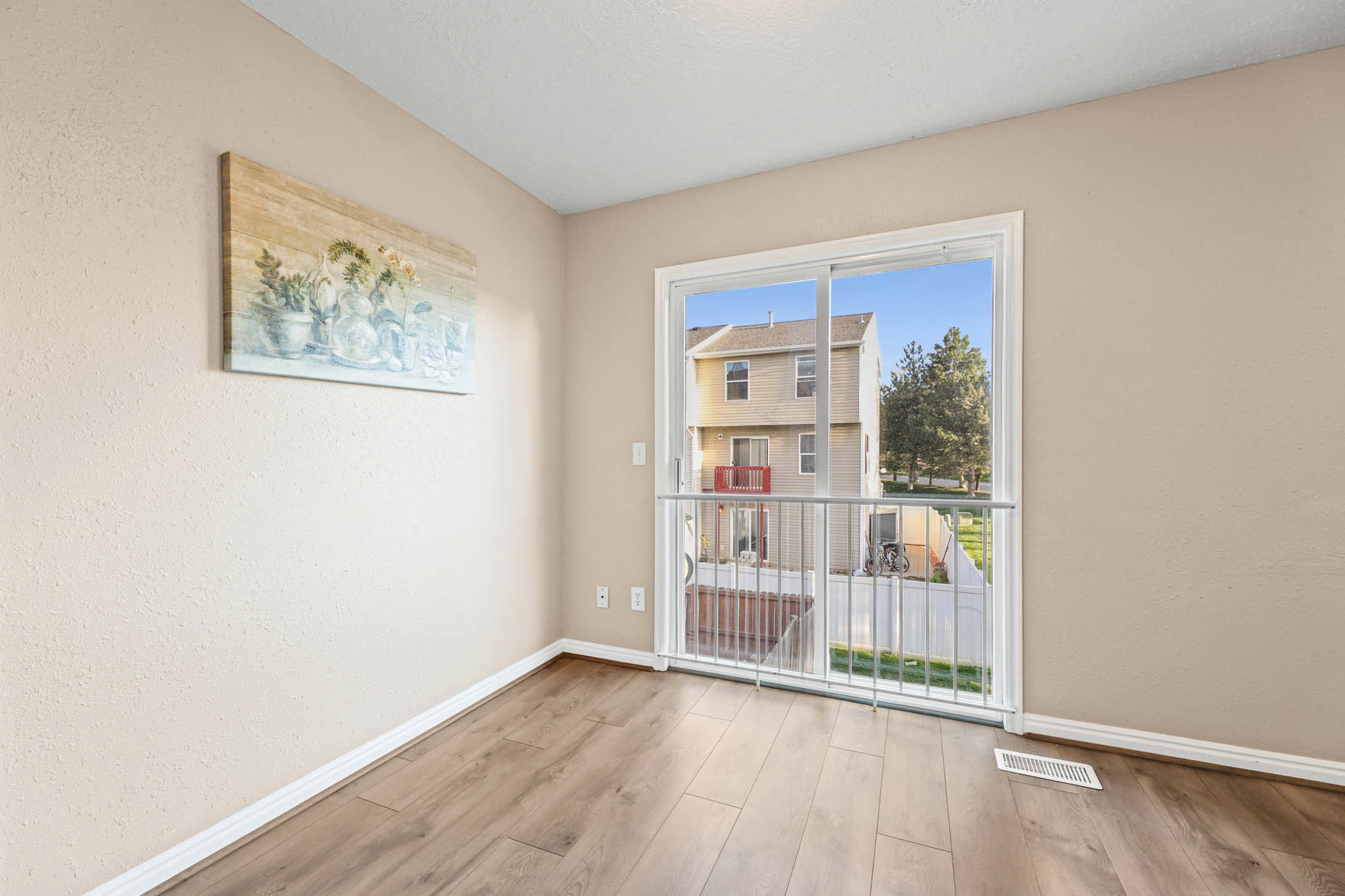 Dining room with sliding glass door