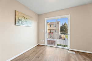 Dining room with sliding glass door