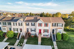 Drone view of the front of the property