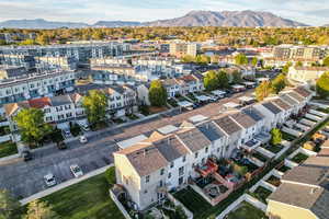 Drone / aerial view of a mountain backdrop